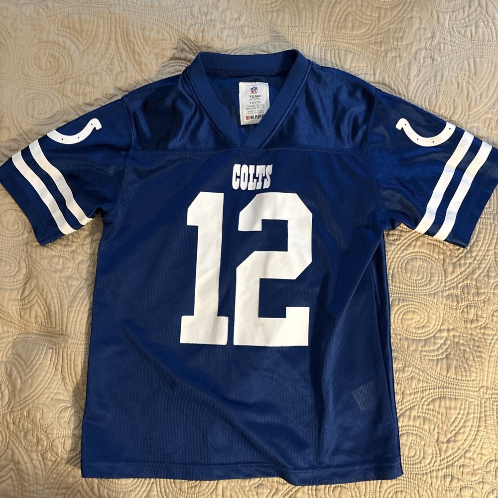 NFL Team Apparel Youth L Jersey Colts #12 Andrew Luck Blue Short Sleeve V Neck